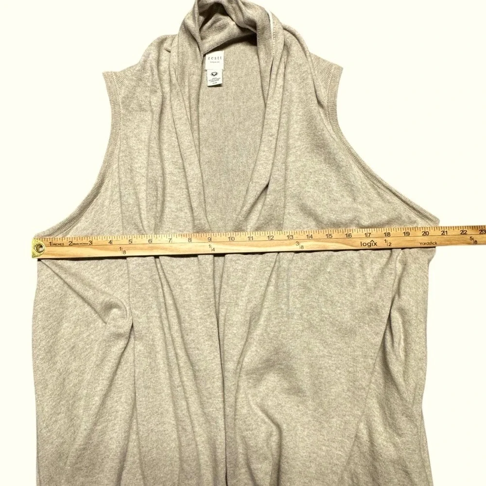 Zestt Organic Cotton Knit Open Front Long Cardigan Beige White One‎ Size Duster